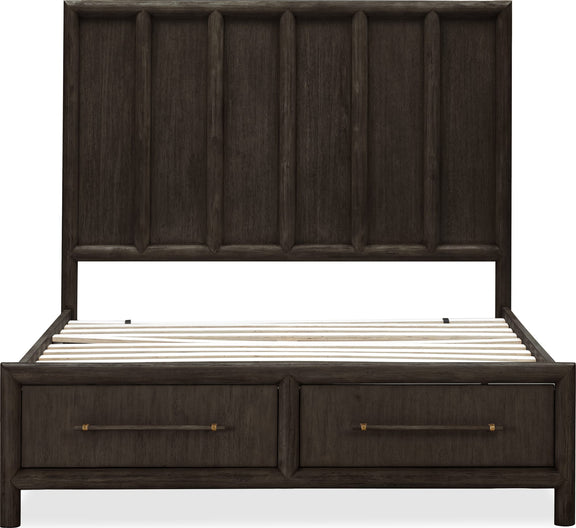 Dorsey Queen-size Wooden Two Drawer Storage Bed in Basalt Grey