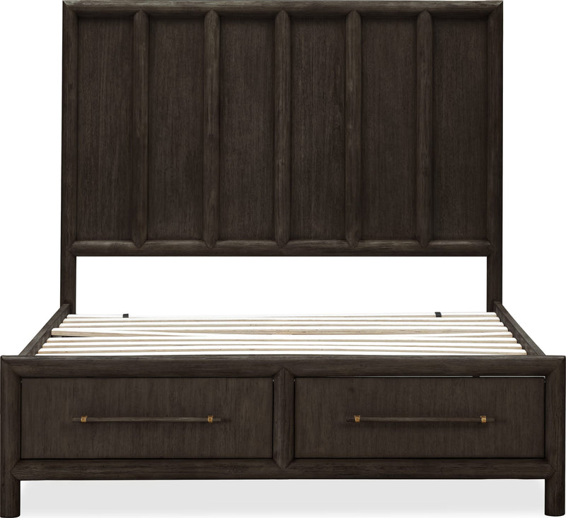 Dorsey King-size Wooden Two Drawer Storage Bed in Basalt Grey