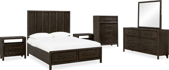 Dorsey King-size Wooden Two Drawer Storage Bed in Basalt Grey