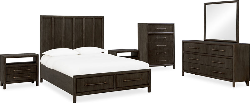 Dorsey King-size Wooden Two Drawer Storage Bed in Basalt Grey