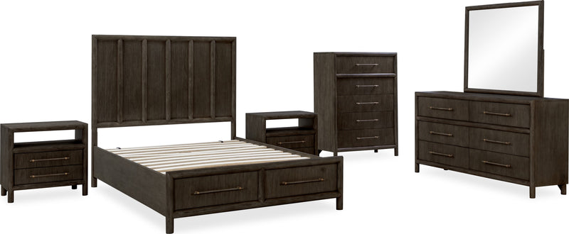 Dorsey King-size Wooden Two Drawer Storage Bed in Basalt Grey