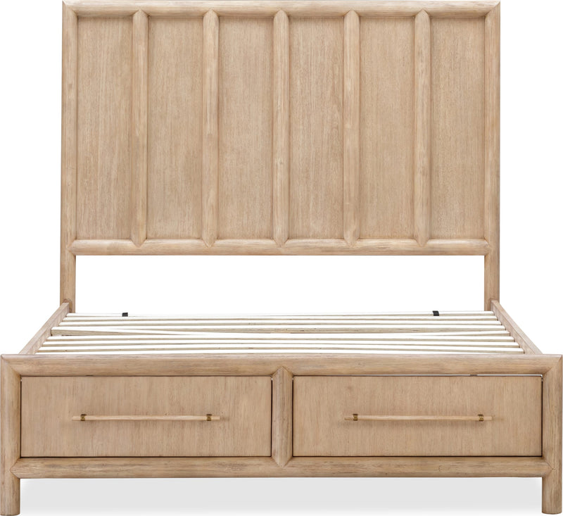 Dorsey Queen-size Two Drawer Storage Bed in Granola
