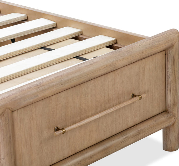 Dorsey California King-size Two Drawer Storage Bed in Granola