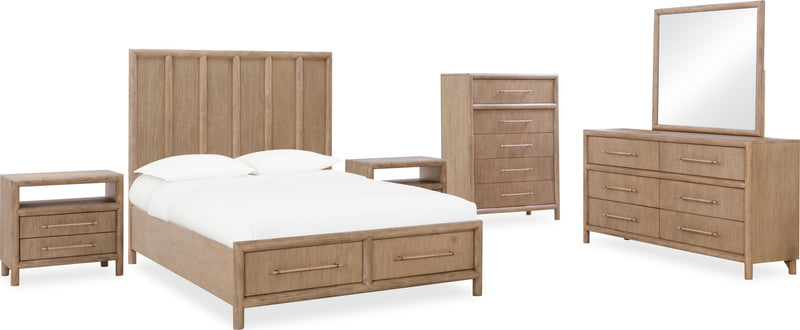 Dorsey Queen-size Two Drawer Storage Bed in Granola