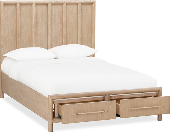 Dorsey King-size Two Drawer Storage Bed in Granola