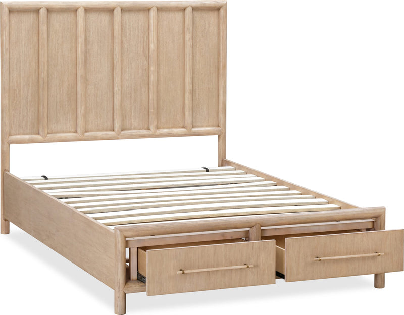 Dorsey King-size Two Drawer Storage Bed in Granola