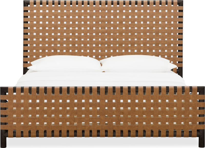 Dorsey California King-size Woven Panel Bed in Basalt Grey and Ginger