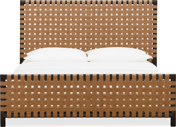 Dorsey King-size Woven Panel Bed in Basalt Grey and Ginger