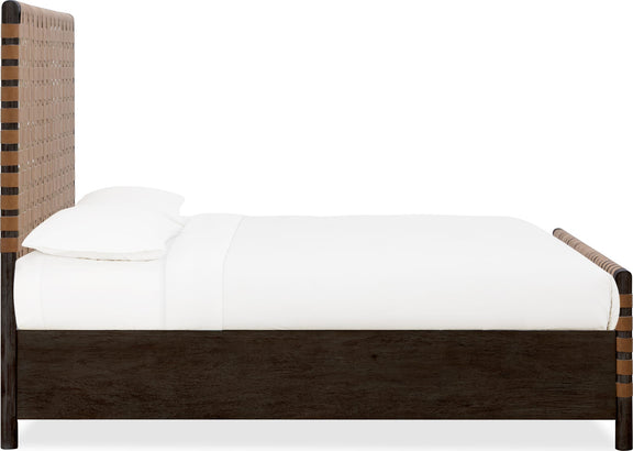Dorsey California King-size Woven Panel Bed in Basalt Grey and Ginger