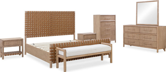 Dorsey King-size Woven Panel Bed in Granola and Ginger
