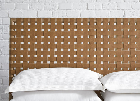 Dorsey Queen-size Woven Panel Bed in Granola and Ginger