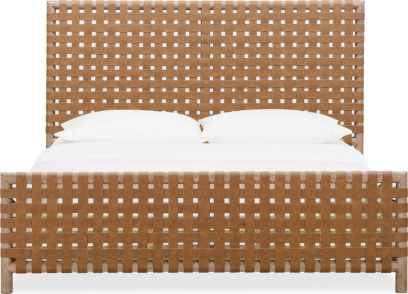 Dorsey Queen-size Woven Panel Bed in Granola and Ginger