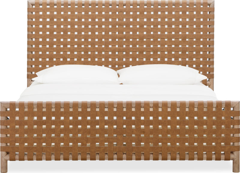 Dorsey California King-size Woven Panel Bed in Granola and Ginger