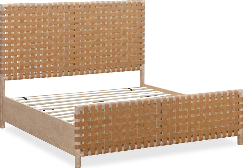 Dorsey California King-size Woven Panel Bed in Granola and Ginger