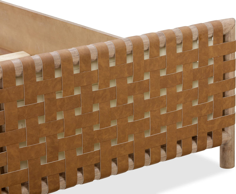 Dorsey Queen-size Woven Panel Bed in Granola and Ginger