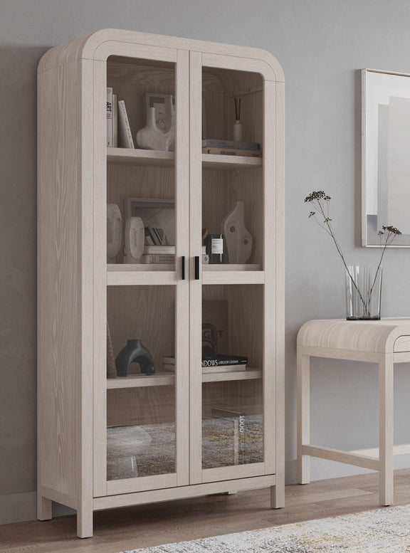 Drake Glass Door Wooden Bookcase in Sugar