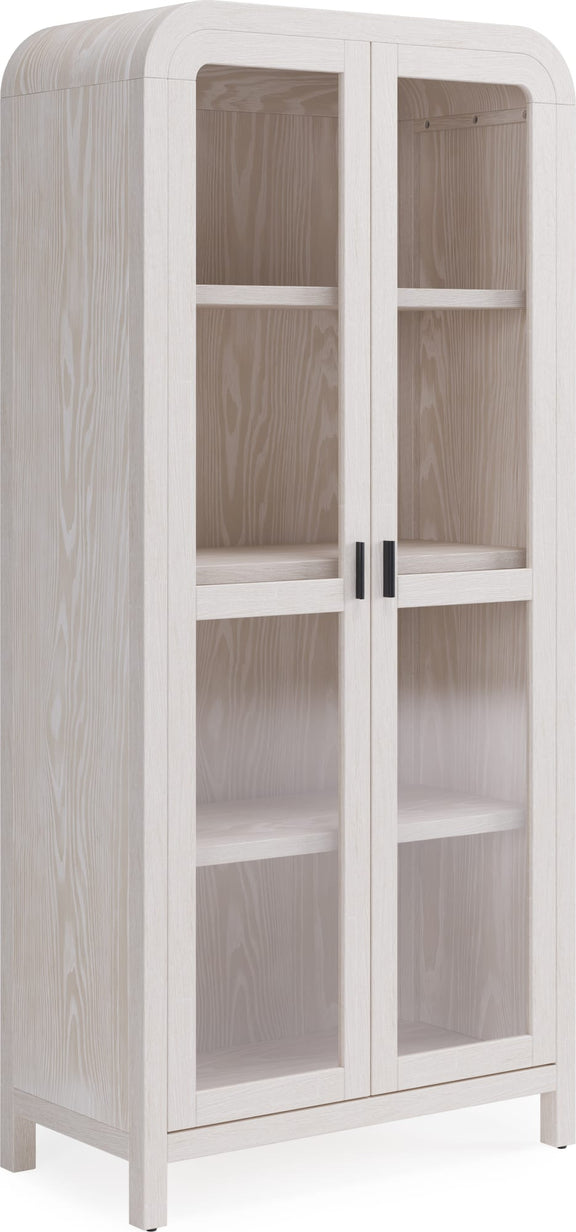 Drake Glass Door Wooden Bookcase in Sugar