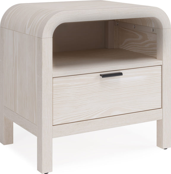 Drake One Drawer One Shelf USB-Charging Nightstand in Sugar