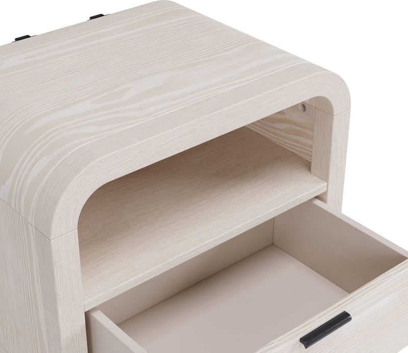 Drake One Drawer One Shelf USB-Charging Nightstand in Sugar