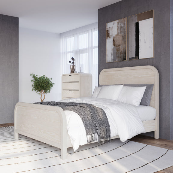 Drake King-size Wood Platform Bed in Sugar