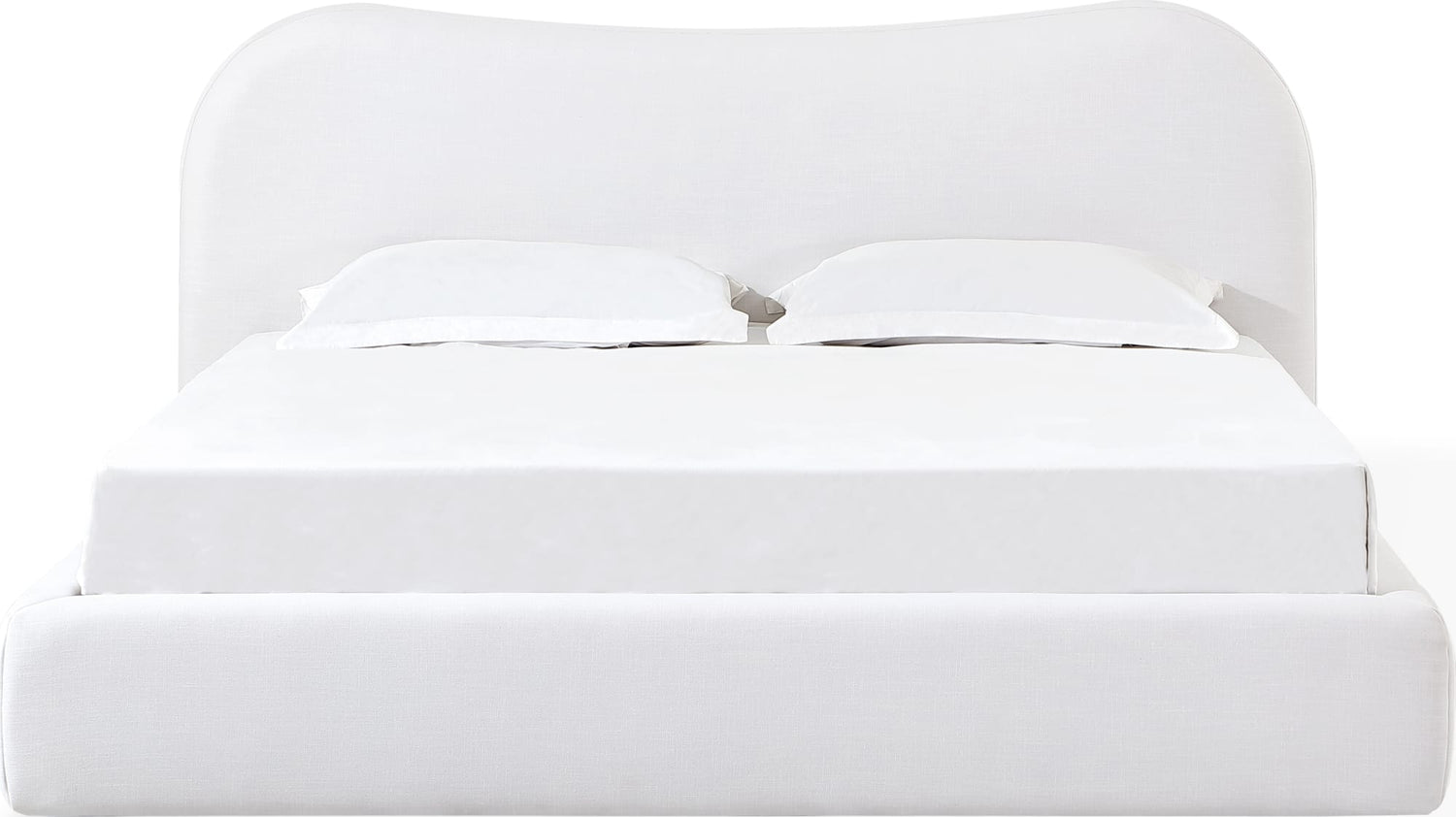 Elena King-size Upholstered Bed in Vanilla Linen