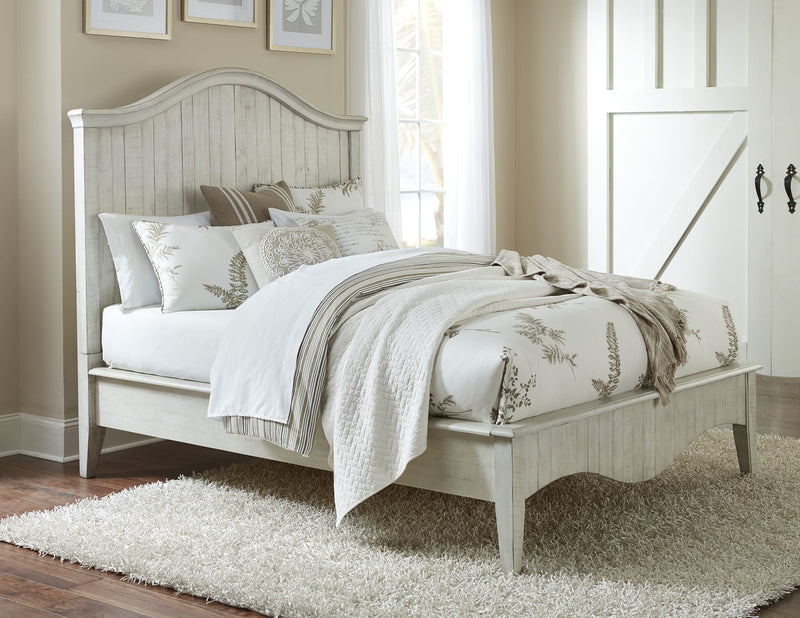 Ella Solid Wood California-King Crown Bed in White Wash