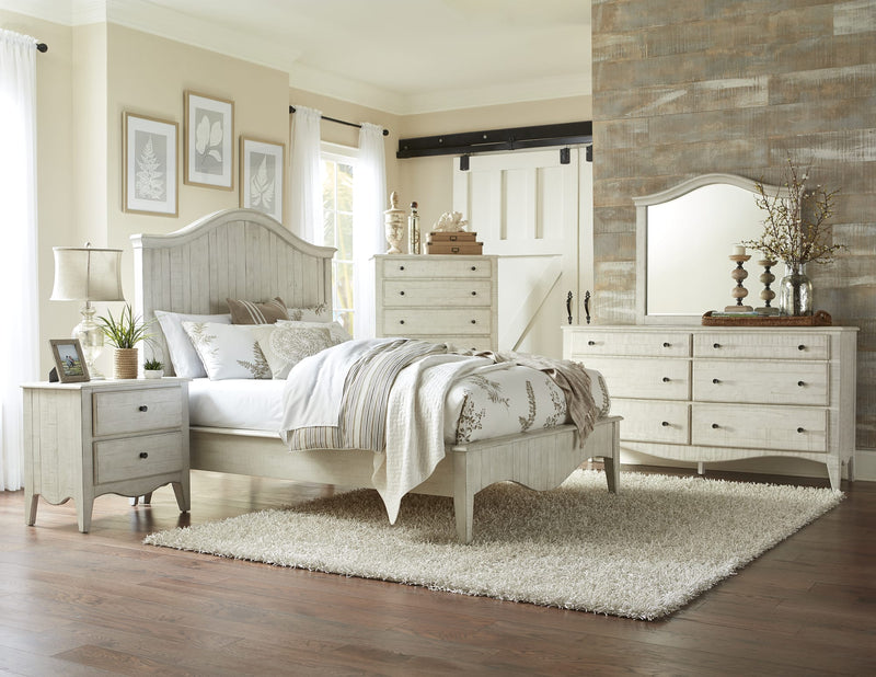 Ella Solid Wood California-King Crown Bed in White Wash