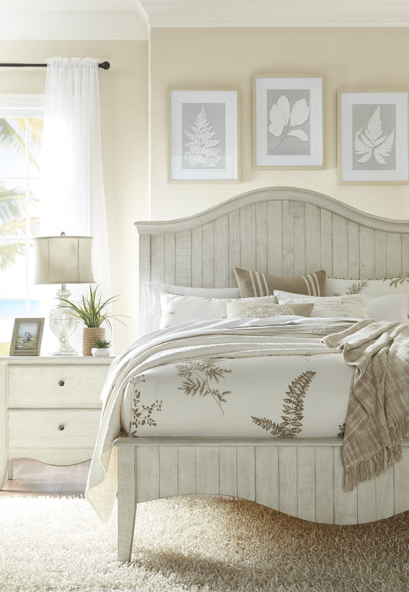 Ella Solid Wood California-King Crown Bed in White Wash