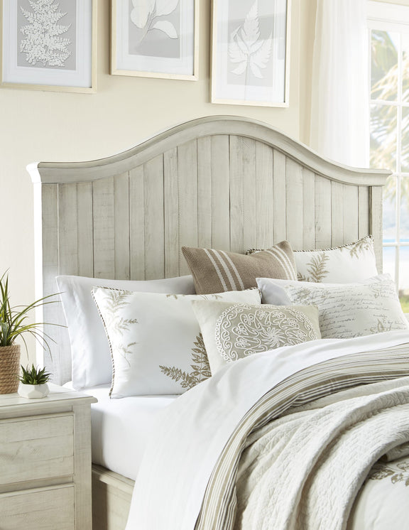 Ella Solid Wood California-King Crown Bed in White Wash