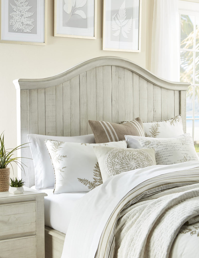 Ella Solid Wood California-King Crown Bed in White Wash
