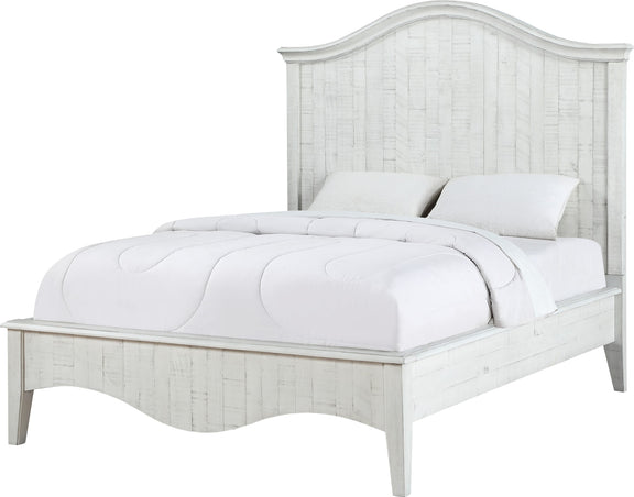 Ella Solid Wood California-King Crown Bed in White Wash
