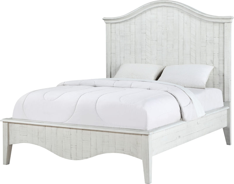 Ella Solid Wood California-King Crown Bed in White Wash