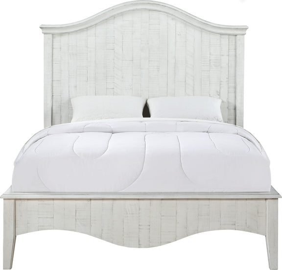 Ella Solid Wood California-King Crown Bed in White Wash