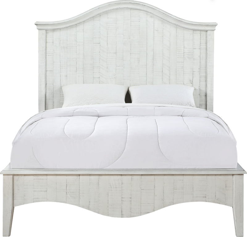 Ella Solid Wood California-King Crown Bed in White Wash