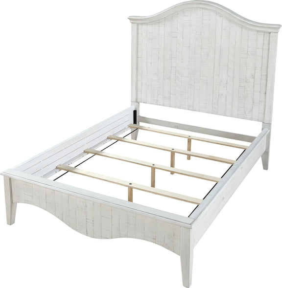 Ella Solid Wood California-King Crown Bed in White Wash
