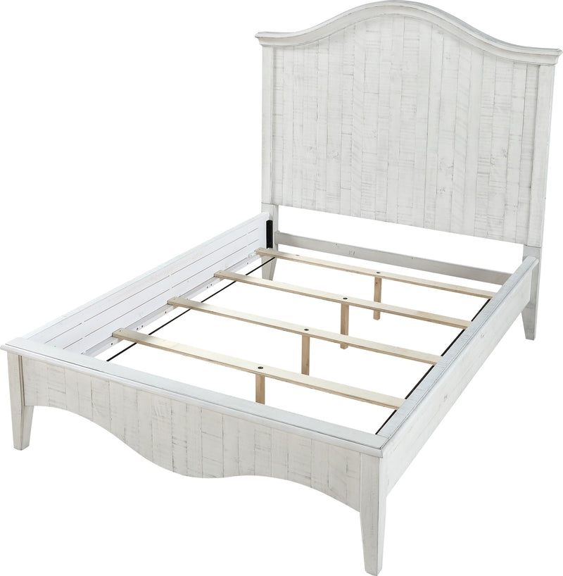 Ella Solid Wood California-King Crown Bed in White Wash