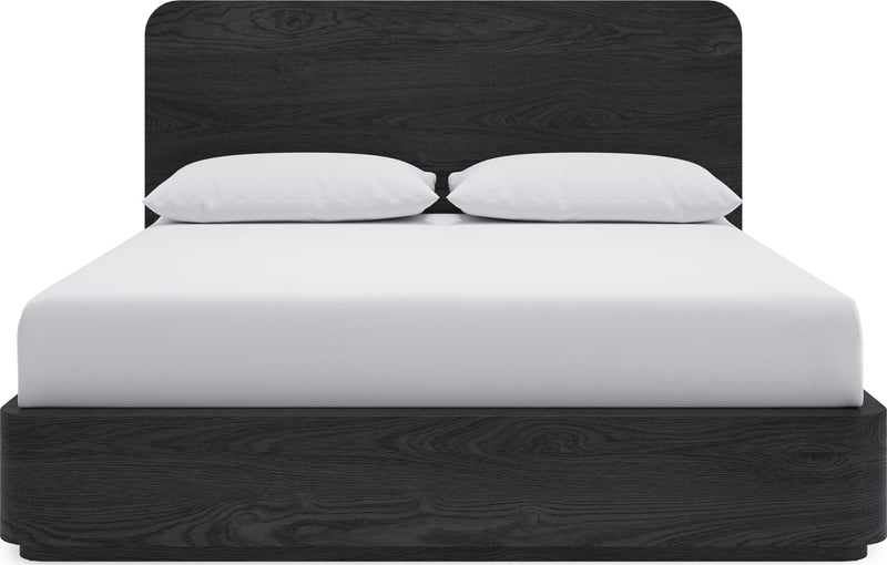 Elora King-Size Ash Wood Platform Bed in Jet