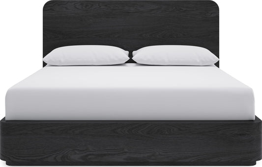 Elora California King-Size Ash Wood Platform Bed in Jet