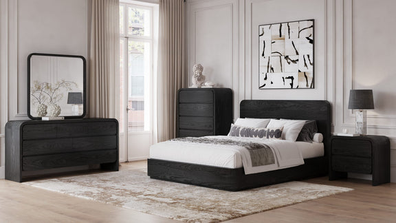 Elora Full-Size Ash Wood Platform Bed in Jet
