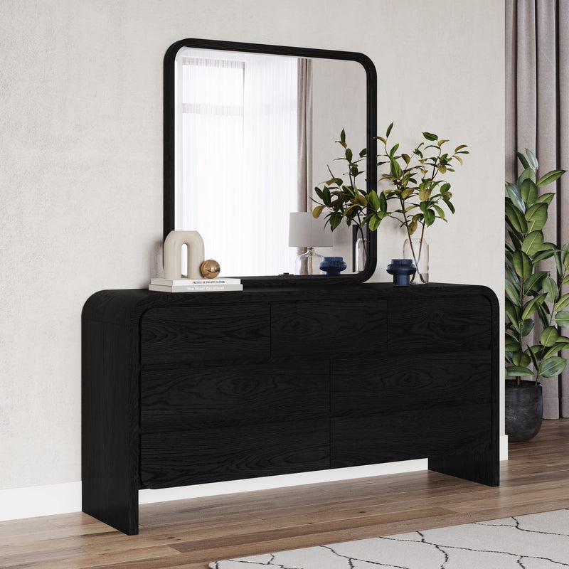 Elora Beveled Glass Mirror in Jet Black Ash