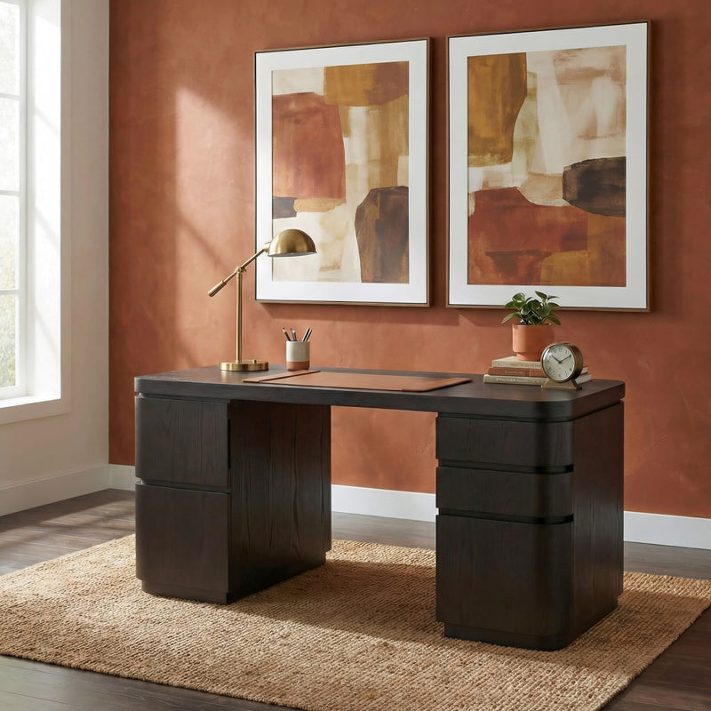 Elora Dbl Pedestal Desk - Jet