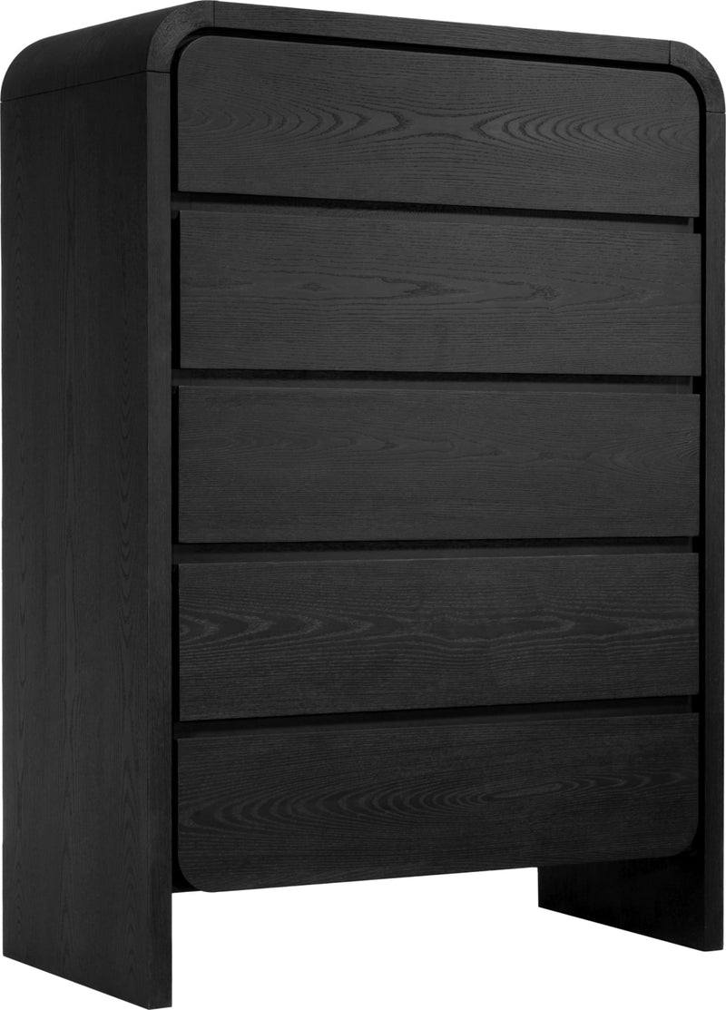 Elora Five Drawer Chest in Jet Black Ash
