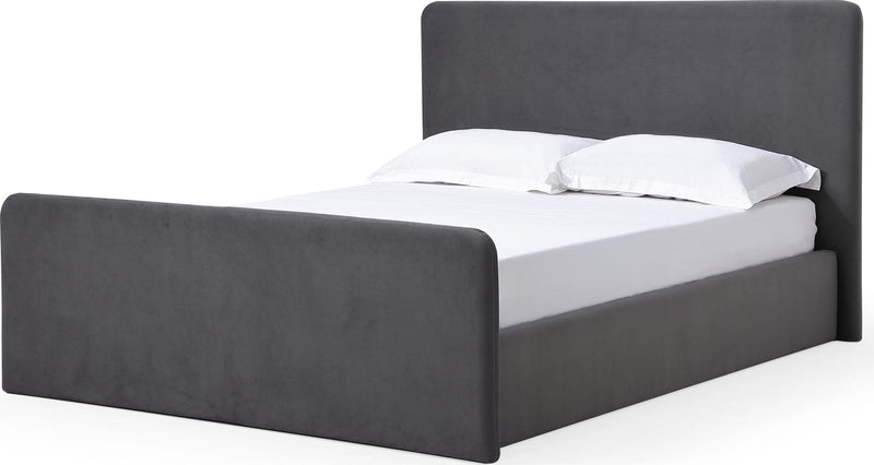Elora California King-size Fully Upholstered Platform Bed in Charcoal Velvet