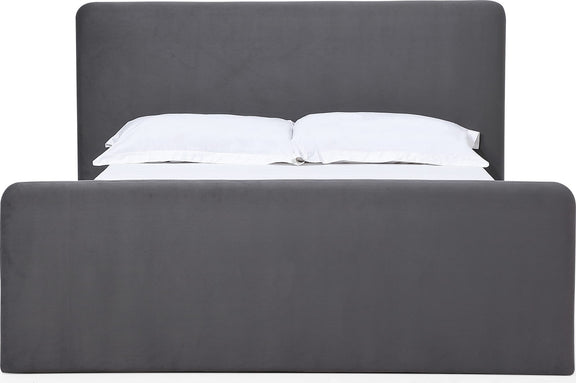 Elora California King-size Fully Upholstered Platform Bed in Charcoal Velvet