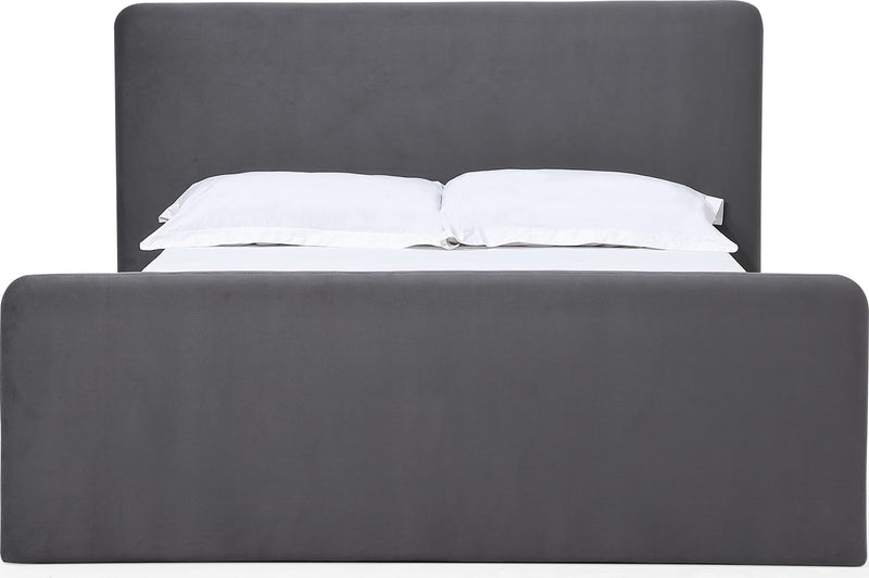 Elora California King-size Fully Upholstered Platform Bed in Charcoal Velvet