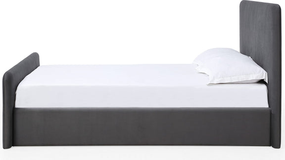 Elora California King-size Fully Upholstered Platform Bed in Charcoal Velvet