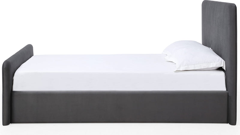 Elora California King-size Fully Upholstered Platform Bed in Charcoal Velvet