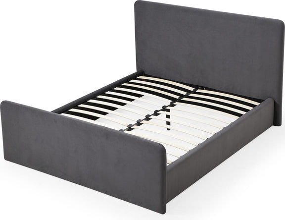 Elora California King-size Fully Upholstered Platform Bed in Charcoal Velvet