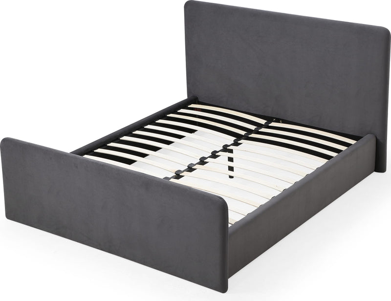 Elora California King-size Fully Upholstered Platform Bed in Charcoal Velvet