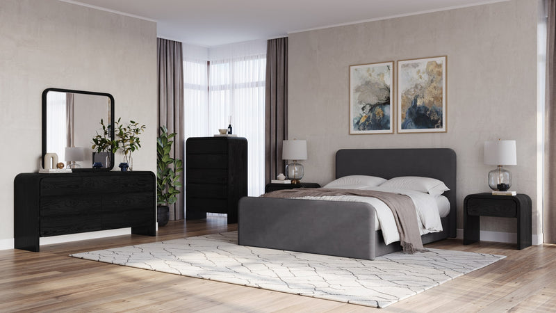 Elora One Drawer Nightstand in Jet Black Ash